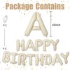 Cream Happy Birthday Balloons Banner, 16 Inch Mylar Foil Letters Birthday Sign Banner, Cream Reusable Birthday Balloons for Women, Men, Boys Girls Birthday Decorations Birthday Party Supplies