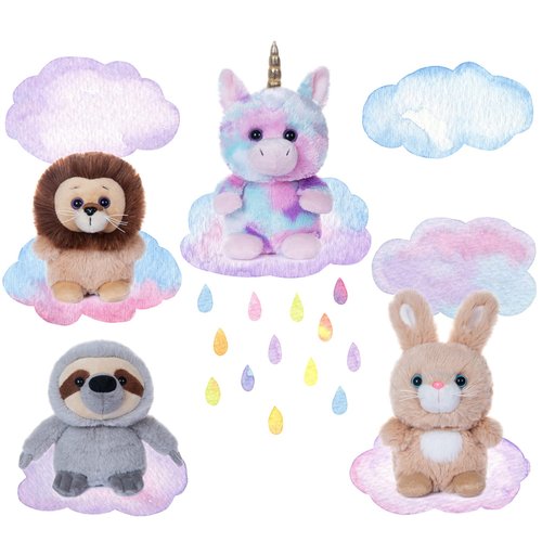 My OLi 5" Plush Toys Set Stuffed Animals Bundle of Fairy Tale Animal Toys Unicorn,Lion,Rabbit and Sloth Stuffed Animals Pack of 4 for Babies Kids Girls Boys