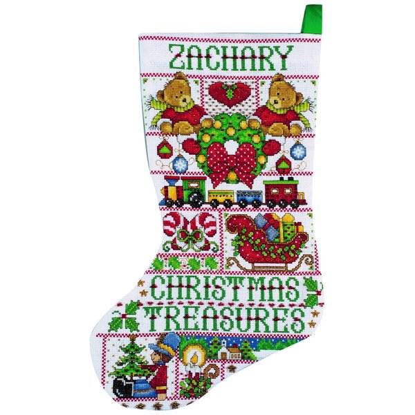 Tobin Christmas Treasures Cross Stitch Stocking Kit, 17" Long 14 Count