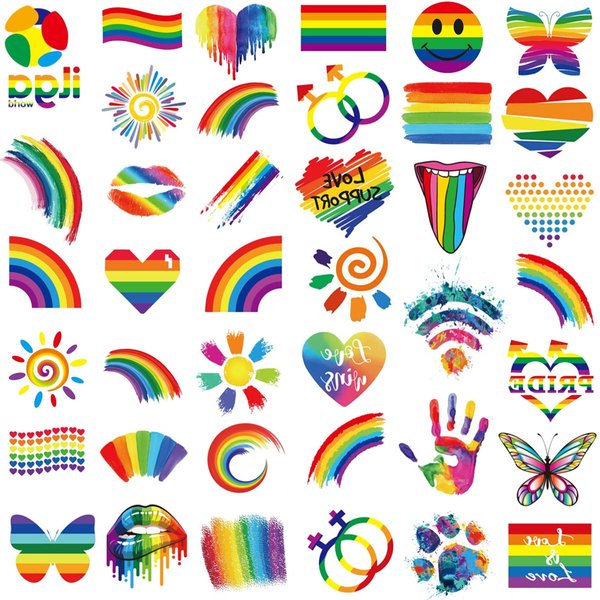 Tazimi 40 Sheets Rainbow Temporary Tattoos,Gay Pride tattoos,Flower/Butterfly/Heart/lips/Rainbow Flag Tattoo Stickers for Kids Adults