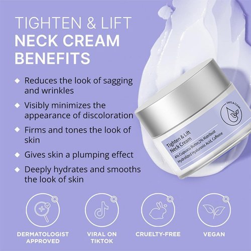 Neck Firming Cream, Neck Creams for Tightening and Firming, Tighten and Lift Neck Cream, Anti-Aging Neck Tightening Cream, Moisturizer Face Cream for Fine lines, Loose & Sagging Skin on Face, Neck