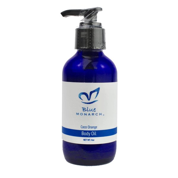 Blue Monarch Skincare Coco Orange Body Oil - Natural Moisturizing Massage Oil (4 oz)