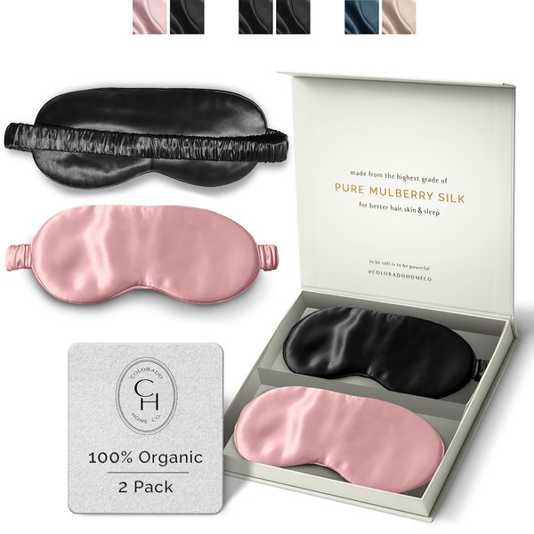 Silk Sleep Mask for Women and Men - Silk Eye Mask, Weighted Eye Mask for Sleeping, Blindfold, Eye Covers, Silk Eye Sleeping Mask, Cooling Eye Mask for Better Sleep - includes 2 Sleep Masks