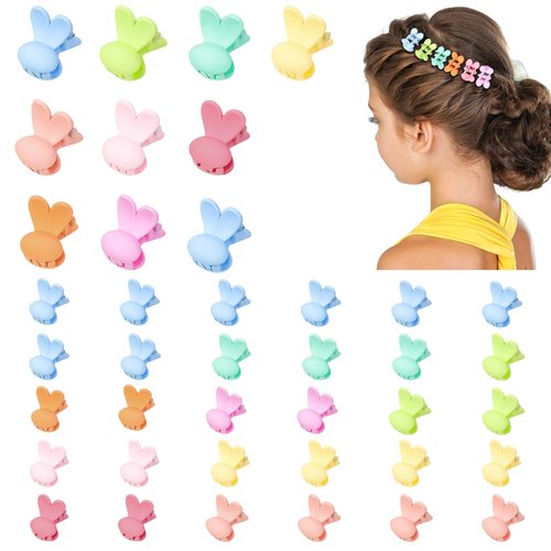 Small Hair Clips for Thin Hair- 40Pcs Mini Hair Clips Tiny Claw Clips Candy Colour Clips Strong Grip for Hair Cute Rabbit Hair Accessories for Toddler Girls