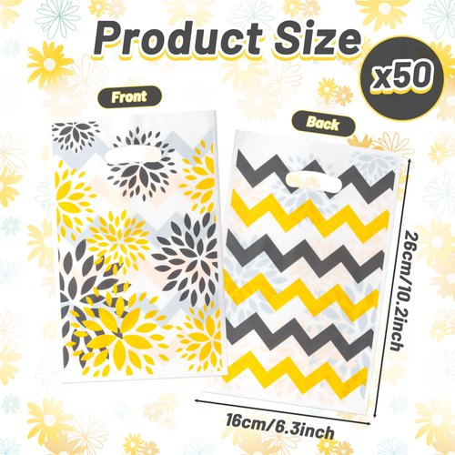 ArianQicult Wildflower Party Favor Bags 50Pcs Dahlia Party Gift Bags Wild One Flower Sweet Goody Candy Treat Bag Baby in Bloom Party Decoration Supplies for Baby Shower Birthday Party Wedding