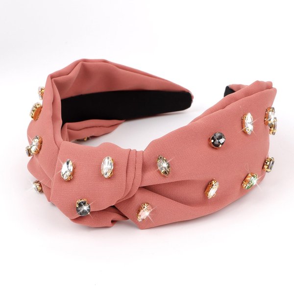 YISSION 1PC Crystal Knotted Headband for Women Non Slip Rhinestone Headband Cameo Brown Head Band Fashion Wide Headbands Hair Accessories for Women Girls