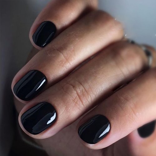 GLAMERMAID Press on Nails Extra Short Squoval,Black False Nails with Glue,24 Pcs Glue on Nails Reusable UV Finish Fake Nails Acrylic Stick on Nails Manicure Kits for Women Girls