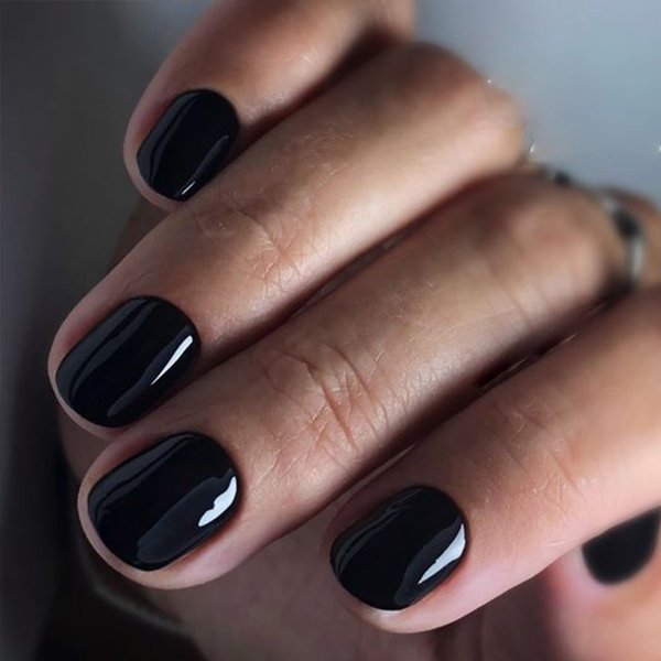 GLAMERMAID Press on Nails Extra Short Squoval,Black False Nails with Glue,24 Pcs Glue on Nails Reusable UV Finish Fake Nails Acrylic Stick on Nails Manicure Kits for Women Girls