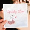 3dRose Greeting Cards - Pink Squeaky Clean Cleanliness Quote Saying White Mouse on Soap Bar - 12 Pack - Bath Mat