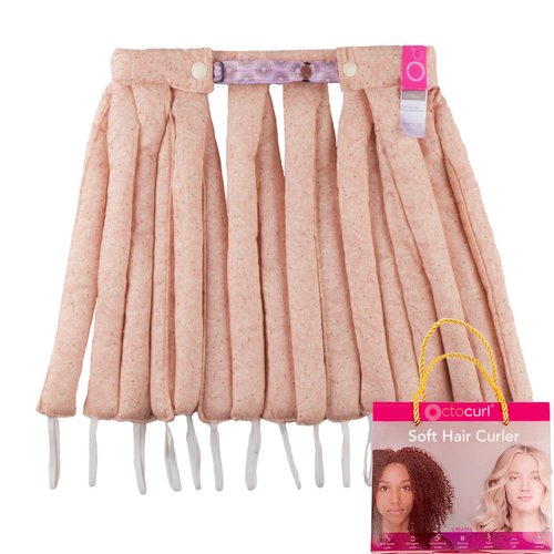Octocurl Heatless Hair Curler - Cotton Poplin Hair Curlers for Overnight Curls - Rollers Hair Curlers Medium Hair - Hair Curlers to Sleep In - Heatless Curls Headband (Medium Length - Methinks Pink)