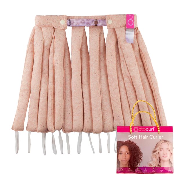 Octocurl Heatless Hair Curler - Cotton Poplin Hair Curlers for Overnight Curls - Rollers Hair Curlers Medium Hair - Hair Curlers to Sleep In - Heatless Curls Headband (Medium Length - Methinks Pink)