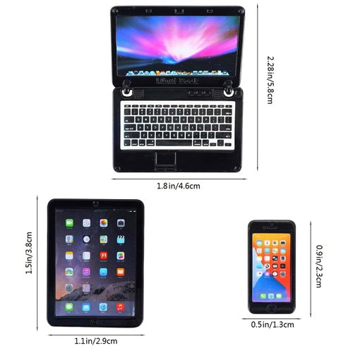 LCXYYY Dollhouse Miniature Laptop Computer Tablet Phone Simulation Accessories, 1:6 Scale Dollhouse Accessories Dolls Play Sets