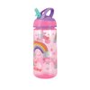 Nuby 2 Pack Iridescent PP Flip-it Kids On-The-Go Printed Water Bottle with Bite Proof Hard Straw - 18oz / 540 ml, 18+ Months, 2 pk, Mermaid & Rainbow Print