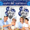 Blue 60th Birthday Decorations for Men Women, Navy Blue Silver Happy 60th Birthday Yard Banner, Blue 60th Birthday Balloons for 60th Birthday Anniversary Party Decorations Supplies
