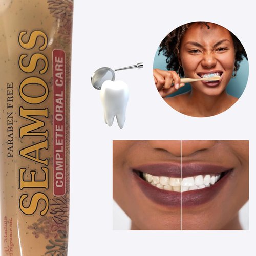 Seamoss Toothpaste with Clove, Tea-Tree, Neem, Babool, and Eucalyptus Oils - Paraben Free & Refreshing Oral Care for Sensitive Teeth - Halal - Pack of 4