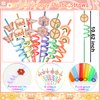 Groovy Party Favors 72 PCS Retro Boho Slap Bracelets DIY Stickers Temporary Tattoos Keychains Plastic Straws Gift Bags for Retro 60s 70s Boho Themed Birthday Party Baby Shower Classroom Rewards