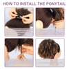 Aientt Ponytail Extension Curly Wavy Ponytail Drawstring Ponytail Hair Extensions for Women Natural Wavy Synthetic Hairpiece for African Women Daily Use Party(PT110-1B#, 8Inch)