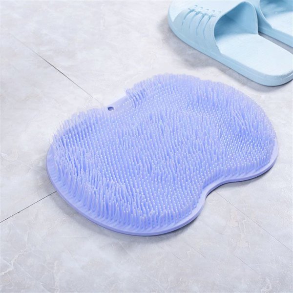 Exfoliating Shower Massage Scraper Bathroom Non-Slip Bath Mat Back Massage Brush Silicone Foot Wash Body Cleaning Bathing Tool (Color : Blue)