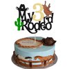 1Pc Cowboy 3rd Birthday Cake Topper Glitter Third Birthday Hat Cowboy Three Cake Decorations for Western Theme Baby Shower Kids Boys 3rd Birthday Party Supplies