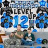 12th Video Game Birthday Party Decoration Balloons Game on Party Supplies Set Include Happy Birthday Banner Foil Balloon Latex Balloon Ideal for Kids Boys Party Room Indoors Outdoor Activities Decor
