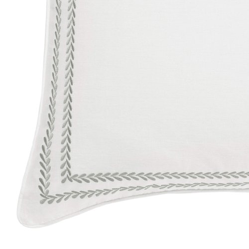 Laura Ashley Home - Euro Sham Set, Smooth Cotton Shams with Zipper Closure, Lightweight & Stylish Home Decor (Stitched Vine Leaf Grey, 2 Piece)