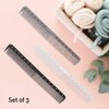 3 Pieces Carbon Fine Cutting Comb Carbon Fiber Salon Hairdressing Comb for Man and Woman Hairdressing Comb Heat Resistant Barber Comb (Black Grey White)