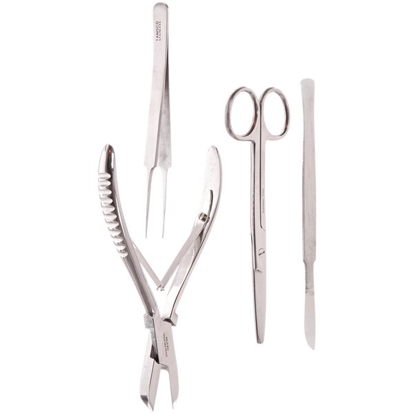 TAMSCO Basic Fragging Kit of 4 Pieces (M-1090, M-1140, T Cutters for Hard and Soft Coral Stainless Steel Convenient Button Case Good for Fresh and Salted Water