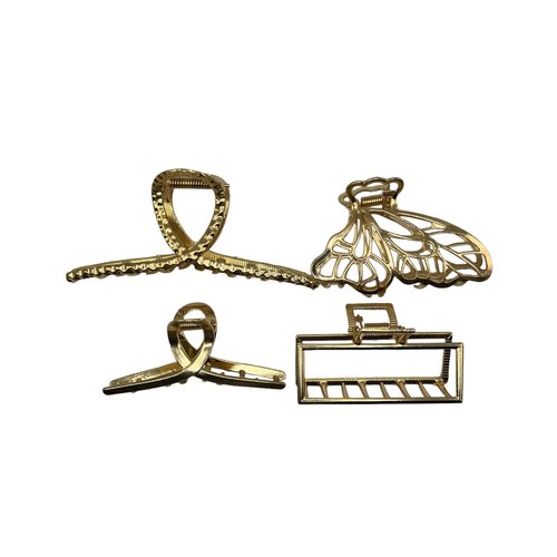 Generic Metal Hair Claw Clips| 4 Pack| Stylish and Trendy| Cute Hair Clips| All Occasions, Gold