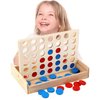 4 in a Row Wooden Board Game Foldable Line Up 4 Classic Family Toy Educational Toy for Kids and Family