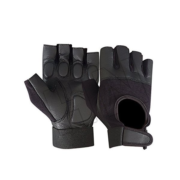 Prime Sports All-Purpose Padded Leather Cycling Weight Lifting Wheelchair Gloves W-1019 (Medium)