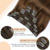 VINBAO Clip in Human Hair Extensions Chocolate Brown Clip in Hair Extensions Brown For Women 16in 7pcs 140g Dark Brown Human Hair Extensions Human Hair Clip in Extensions (#HC4,16'')