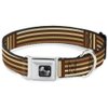 Dog Collar Seatbelt Buckle Stripe Blocks Browns 13 to 18 Inches 1.5 Inch Wide