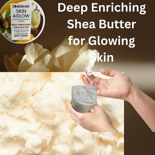 OLAZARAH Shea Butter Body Cream w/Organic Coconut Oil for 24-Hour Hydration and Glowing Skin, 10 Fl. oz