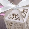 Tinksky 100pcs Wedding Candy Boxes Couple Design Luxury Lase Cut Party Wedding Favor Ribbon Candy Boxes Gift Box Table Decorations (White)