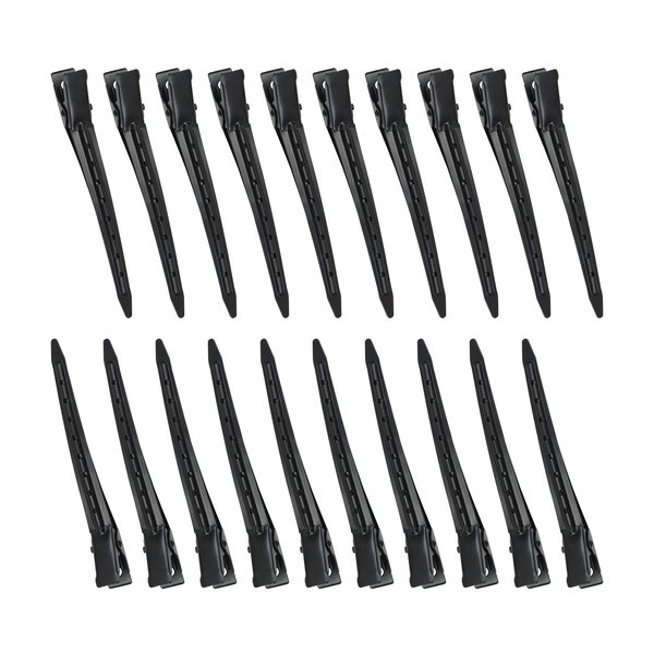 20 Pcs 3.5 Inches Duck Bill Hair Clips Black Metal Alligator Curl Clips with Holes Styling Clips for Salon Hair Extensions