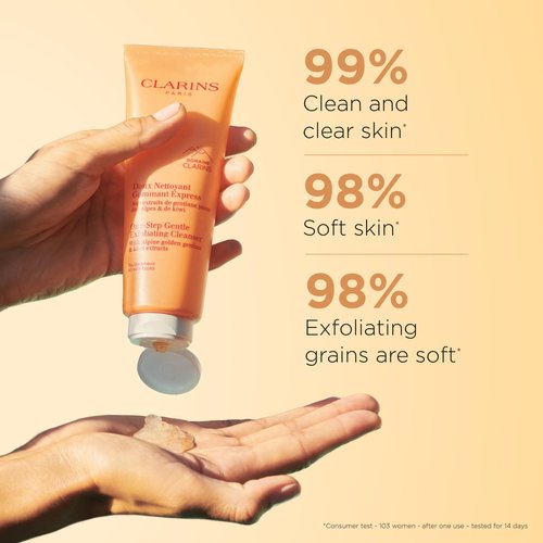 Clarins NEW One-Step Gentle Exfoliating Cleanser | 3-In-1 Cleanser, Makeup Remover and Exfoliator | Boosts Radiance | Plant-Based Exfoliating Beads | All Skin Types | 4.3 Ounces