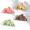 WHAVEL Flower Claw Clips for Women, 4PCS Hawaiian Hair Clips Non-Slip Matte Plumeria Clips Cute Hair Clips Hibiscus Hair Clip Tropical Flower Clip Summer Beach(Beige, Coffee, Green, Orange)