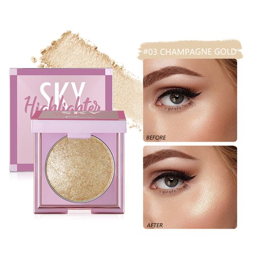 MAEPEOR Face Highlighter Palette 8 Colors Smooth Shimmer Highlighter Palette Longlasting Shiny Face Illuminator Highlighter Makeup (03 Champagne Gold)