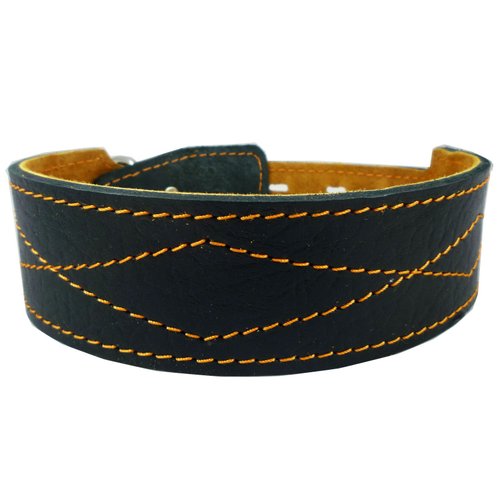 Real Leather Tapered Dog Collar 1.75" Wide, Fits 15"-19" Neck, Medium