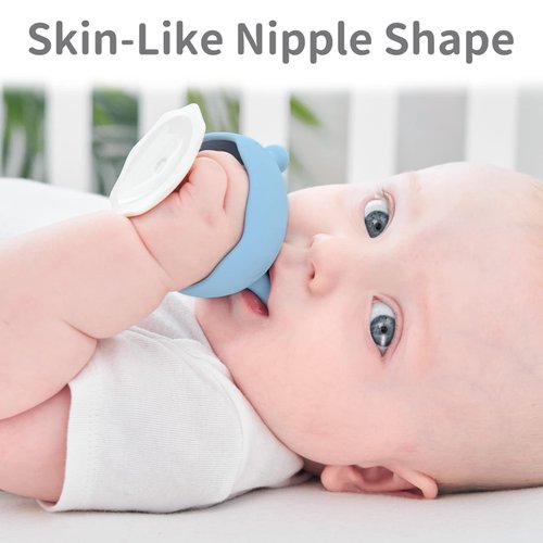 Baby Teething Toys for 3-12 Months+,Silicone Mombella Baby Teether with Suction Base,Soft & Easy to Grasp for Teething Relief,Safe & Comfortable Teether Toys for Sucking Needs,BPA Free (Blue)