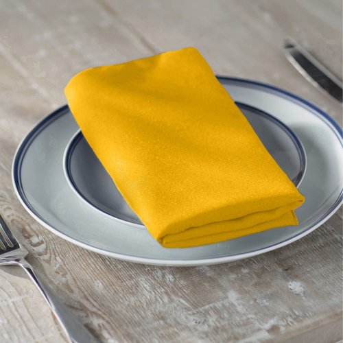 LA Linen 10-Pack Poly Poplin Napkin, Soft Cloth Napkins, Washable Reusable Napkins, Stain and Wrinkle Resistance Table Napkins for Dinner, Wedding, Parties, 17 by 17-Inch, Yellow Dark