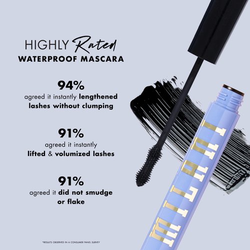 Milani Highly Rated Anti-Gravity Black Mascara with Castor Oil and Molded Hourglass Shaped Brush - Waterproof Black