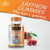 GOLDEN SAFFRON, Saffron Gummies Contains 88.5 mg. Pure Saffron Extract + GABA, Vitamin D2, Passion Flower and St. John’s Wort, for Holistic Wellness,Cherries Flavor Vegan