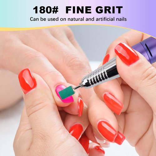 Difenni 100Pcs Nail Sanding Bands Sanding Bands for Nail Drill #180 Grit Sanding Bands and 3/32" Nail Drill Bits Mandrel for Acrylic Nails Nail Polishing Accessories and Manicure Tools（Color）
