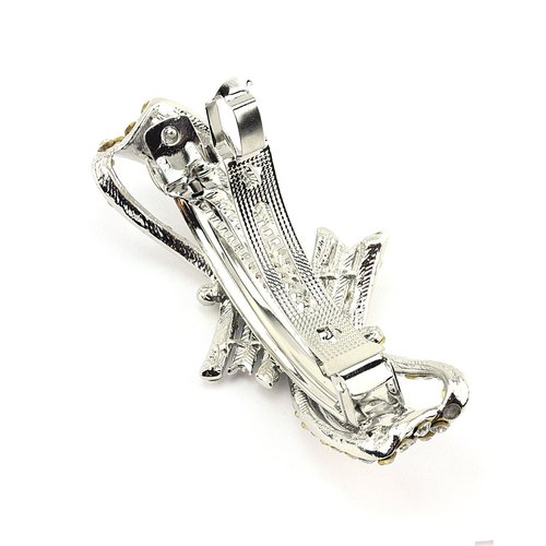 Women's Rhinestone Metal Hair Barrette Clip Hair Pin Antique Silver IMB2104, Multi