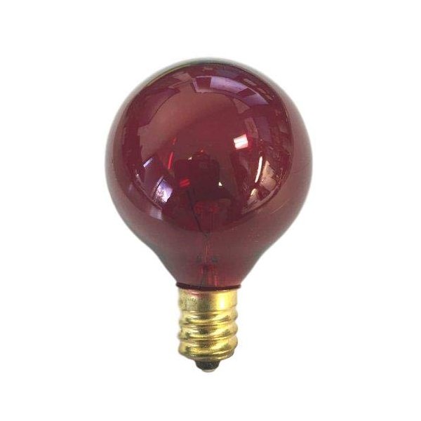 Sival - G40 Globe Light Replacement Bulb Transparent Red, 25-Pack, 5 Watts, Candelabra Base (E12)