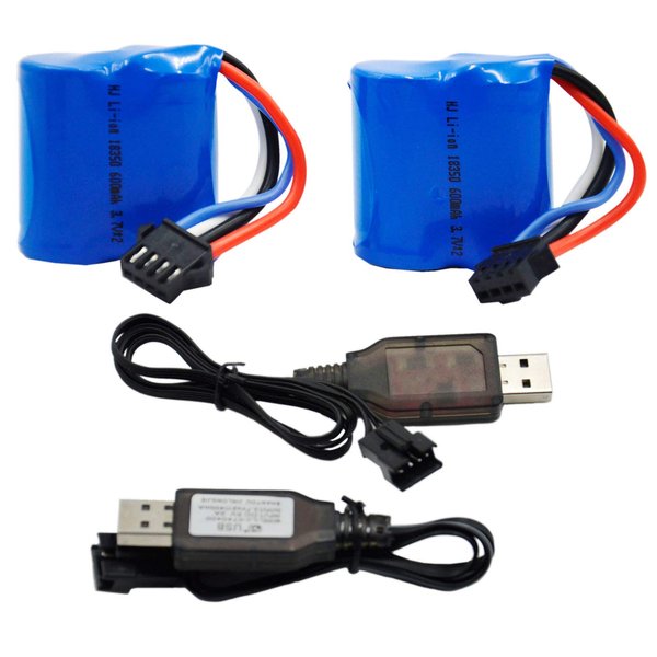 Blomiky 2 Pack 7.4V (2 x 3.7V) 600mAh Li-ion Battery with SM-4P Plug for Old Version UDI008 UD08 UDI001 Venom Speed RC Boat UDI001 Battery 2