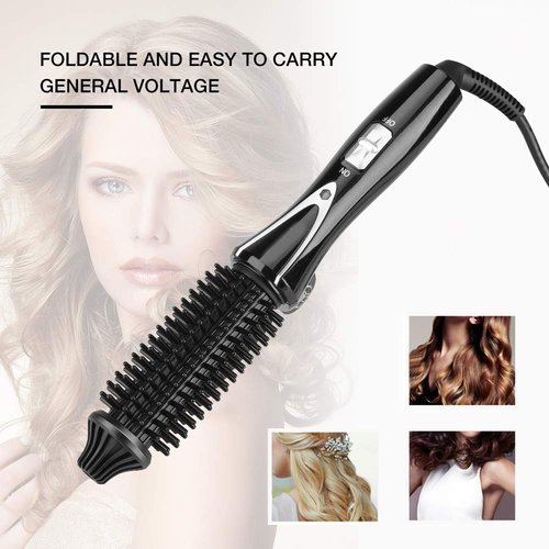 Round Hair Brush, Thermal Ceramic & Ionic Tech Ceramic Thermal Brush, Foldable Hot Brush Curling Iron Comb for Styling and Curling Frizz Control