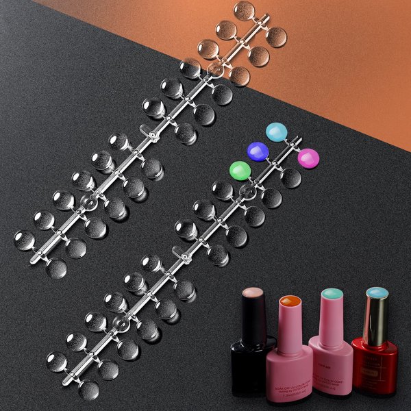 JASSINS 120pcs Color Display Tips for Nail, Clear Nail Art Display Chart Nail Polish Display Tips, Nail Swatches Training Practicing Sticks with Adhesive Sticker