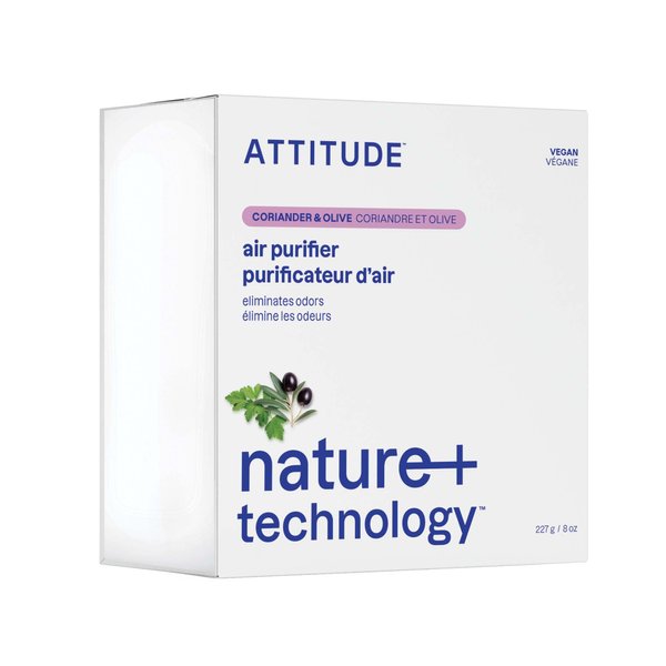 ATTITUDE Air Purifier, Activated Carbon Freshener, Odor Remover, Plant and Mineral-Based, Vegan, Coriander and Olive, 8 Ounces